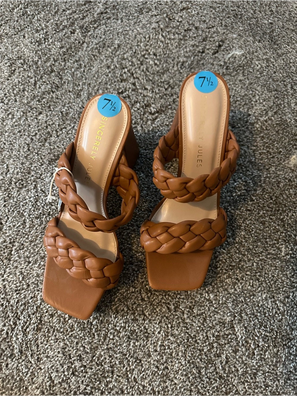 Sincerly Jules Braided Double-Strap Heeled Sandals - Brown